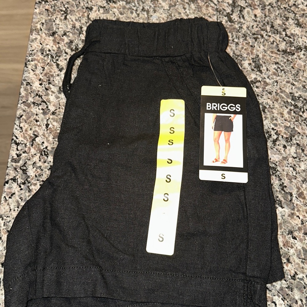 Black linen shorts
